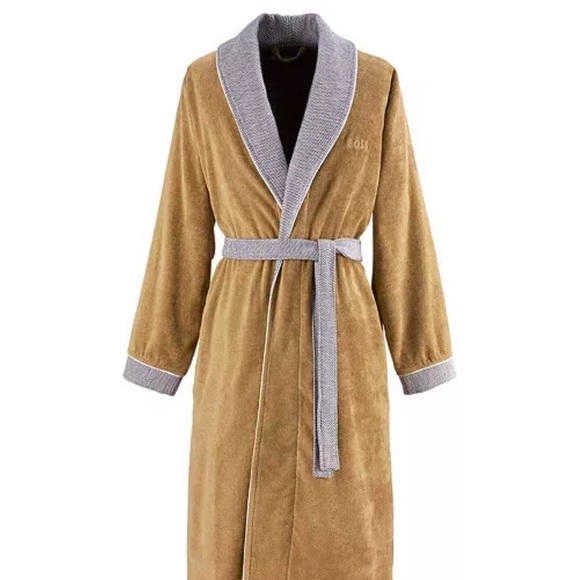 Hugo Boss Lord Men's Cotton Velour Shawl Bathrobe - Picture 1 of 6